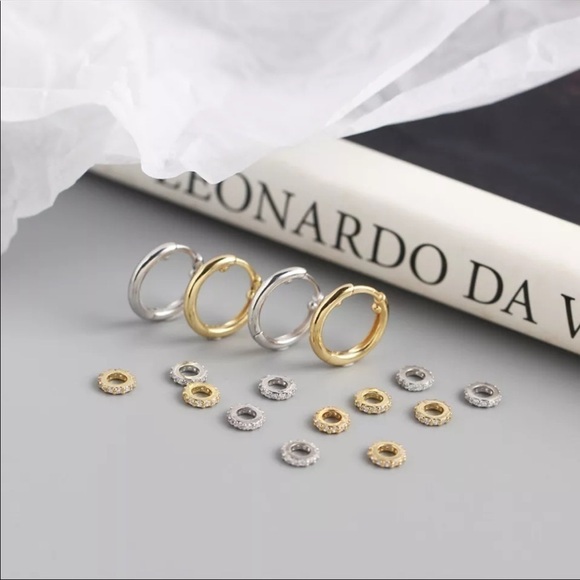 NEW 925 Sterling Silver Small Circle Rhinestone Earrings ‼️Restocked ‼️ - Picture 6 of 16